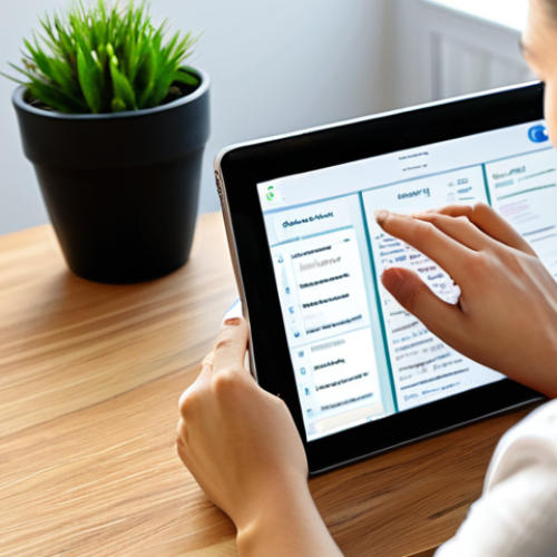 Home 8 A focused young adult, fully clothed in modest casual attire, is seated comfortably at a wooden desk in a modern, sunlit home office. They are actively engaged with a tablet, clearly displaying an Italian language learning app with visible text and a microphone icon, suggesting speech practice. The scene conveys dedication and the modern approach to language acquisition. Perfect anatomy, correct proportions, natural pose, well-formed hands, proper finger count, professional photography, high resolution, safe for work, appropriate content, family-friendly.
