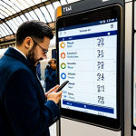 Home 11 이탈리아 여행 필수 애플리케이션 - **Image Prompt:** "A traveler using the Trenitalia app on their smartphone at Rome's Termini station...