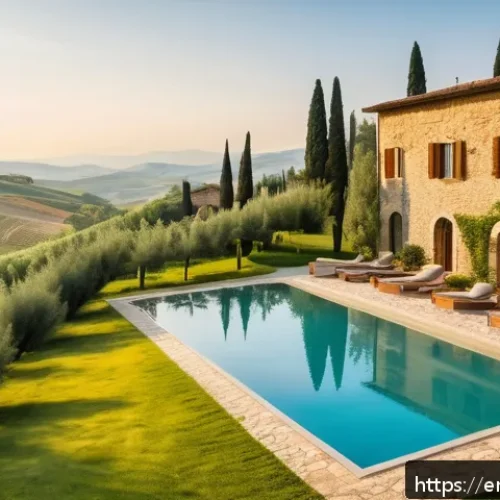 Home 17 이탈리아 집값과 부동산 시장 - A spacious Italian countryside villa in Tuscany surrounded by rolling green hills and cypress trees,...